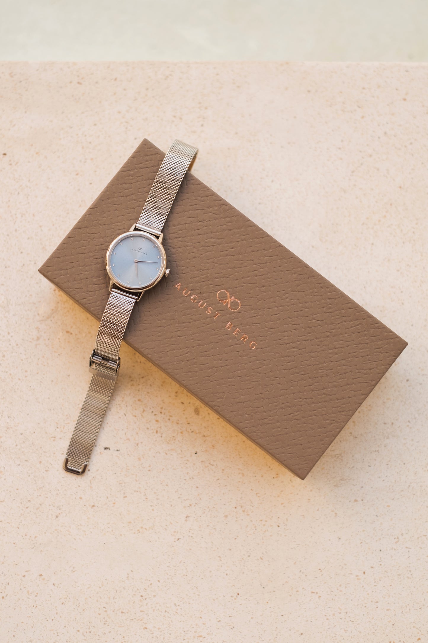 Serenity Petite Silver Dusty Blue Mesh 28mm
