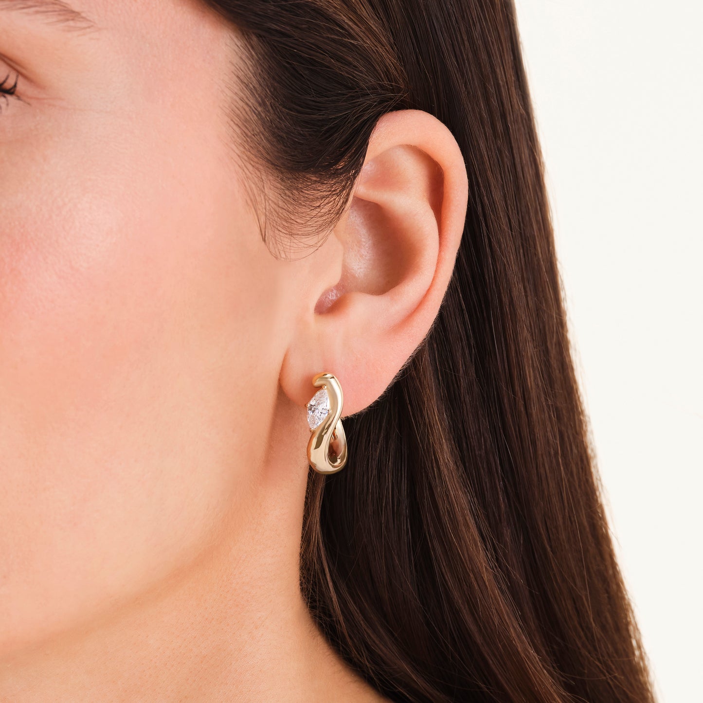 Marquise Wave Gold-Tone Hoop Earrings