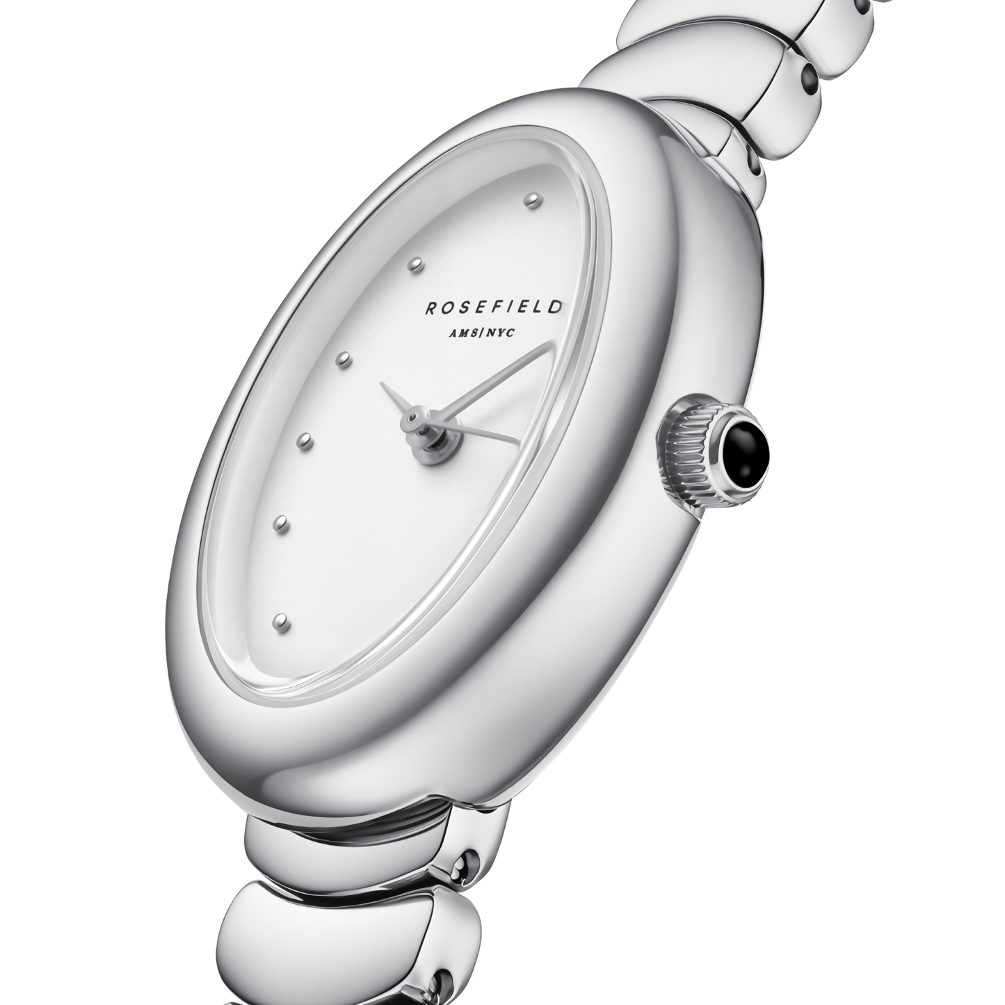 Ovale White Matte Silver-Tone Bracelet Watch