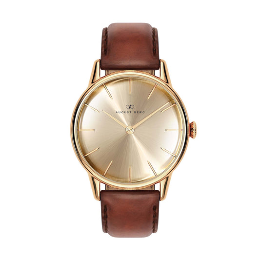 Serenity 32mm Gold Plated Brown Leather Strap Watch