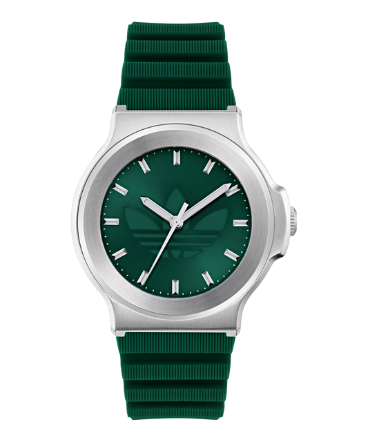 Expression Three Steel Green Silicone Watch
