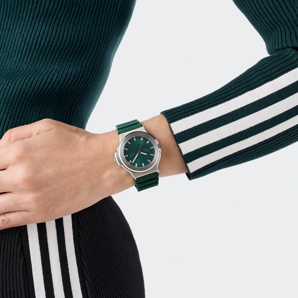 Expression Three Steel Green Silicone Watch
