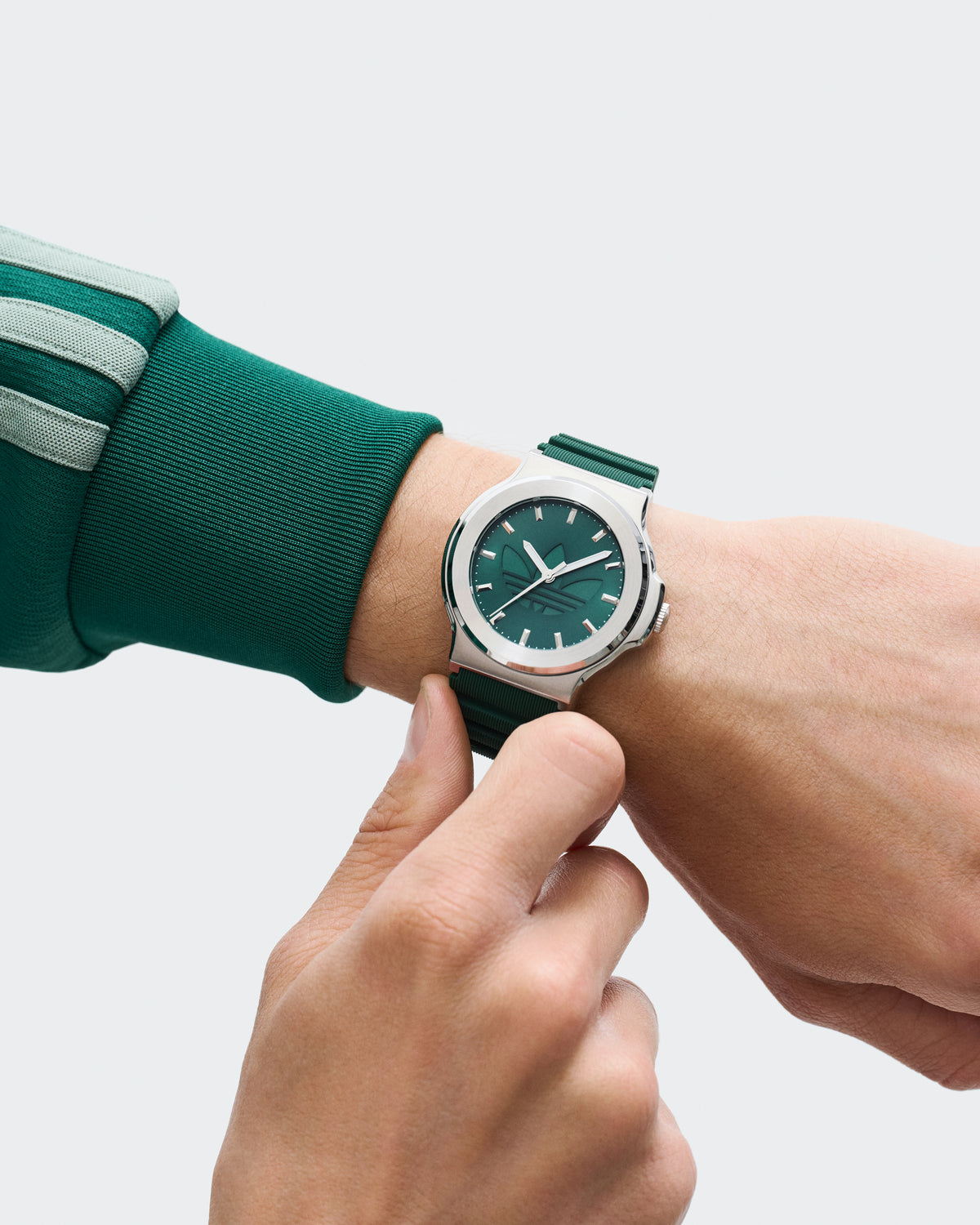 Expression Three Steel Green Silicone Watch