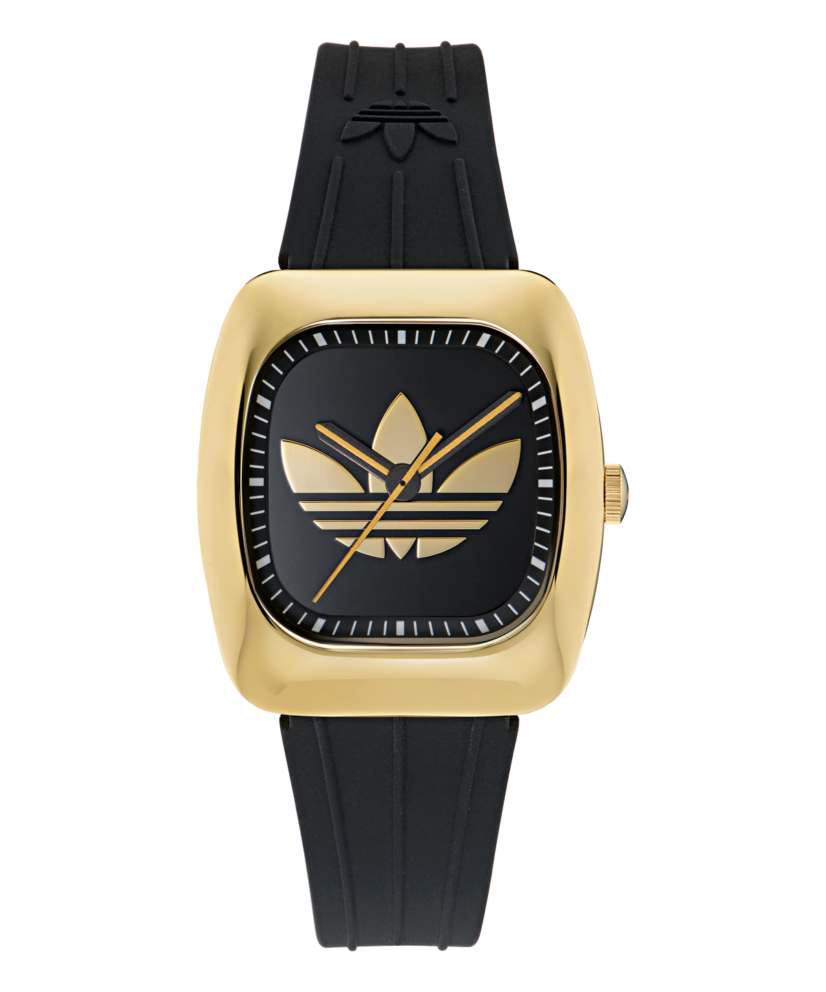 Retro Wave One IP Gold-Tone Black Silicone  Watch