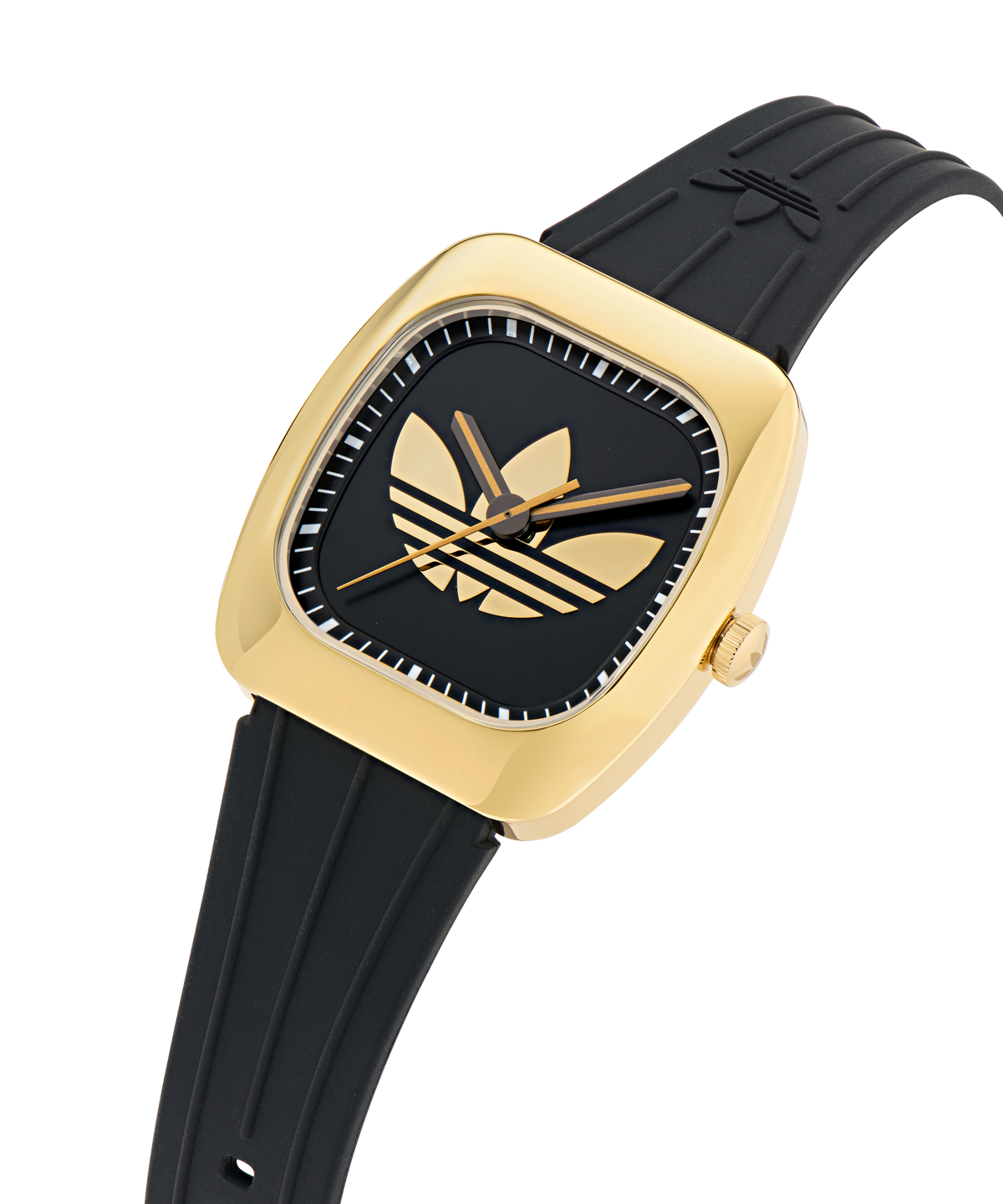 Retro Wave One IP Gold-Tone Black Silicone  Watch