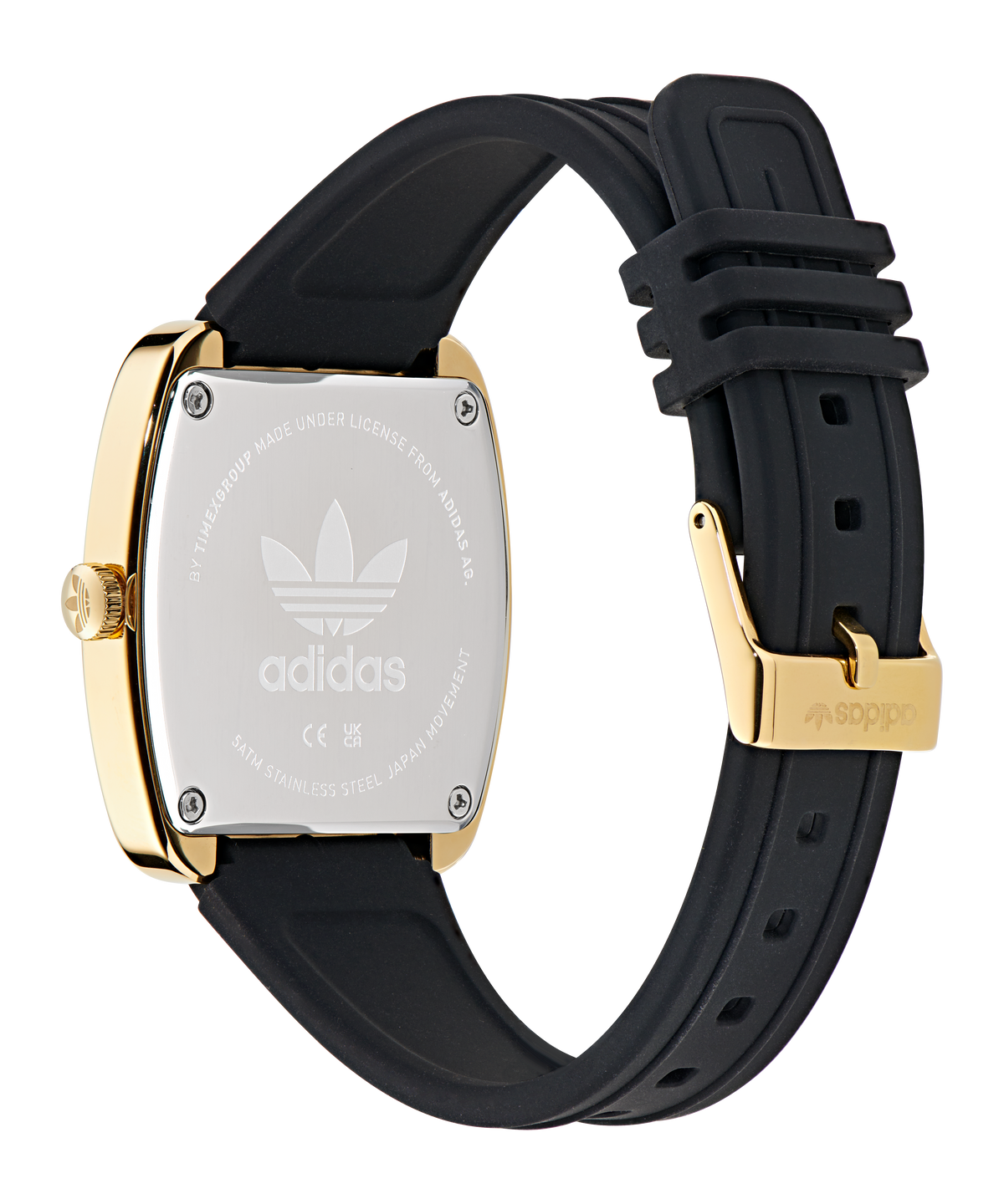 Retro Wave One IP Gold-Tone Black Silicone  Watch