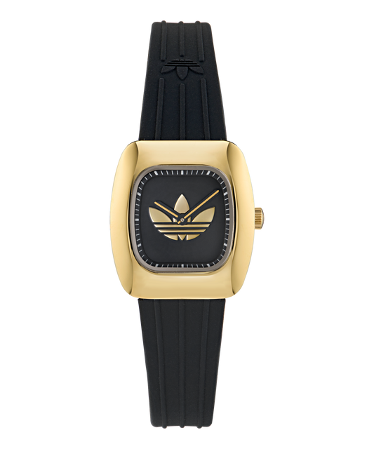 Retro Wave One XS IP Gold-Tone Black Silicone  Watch