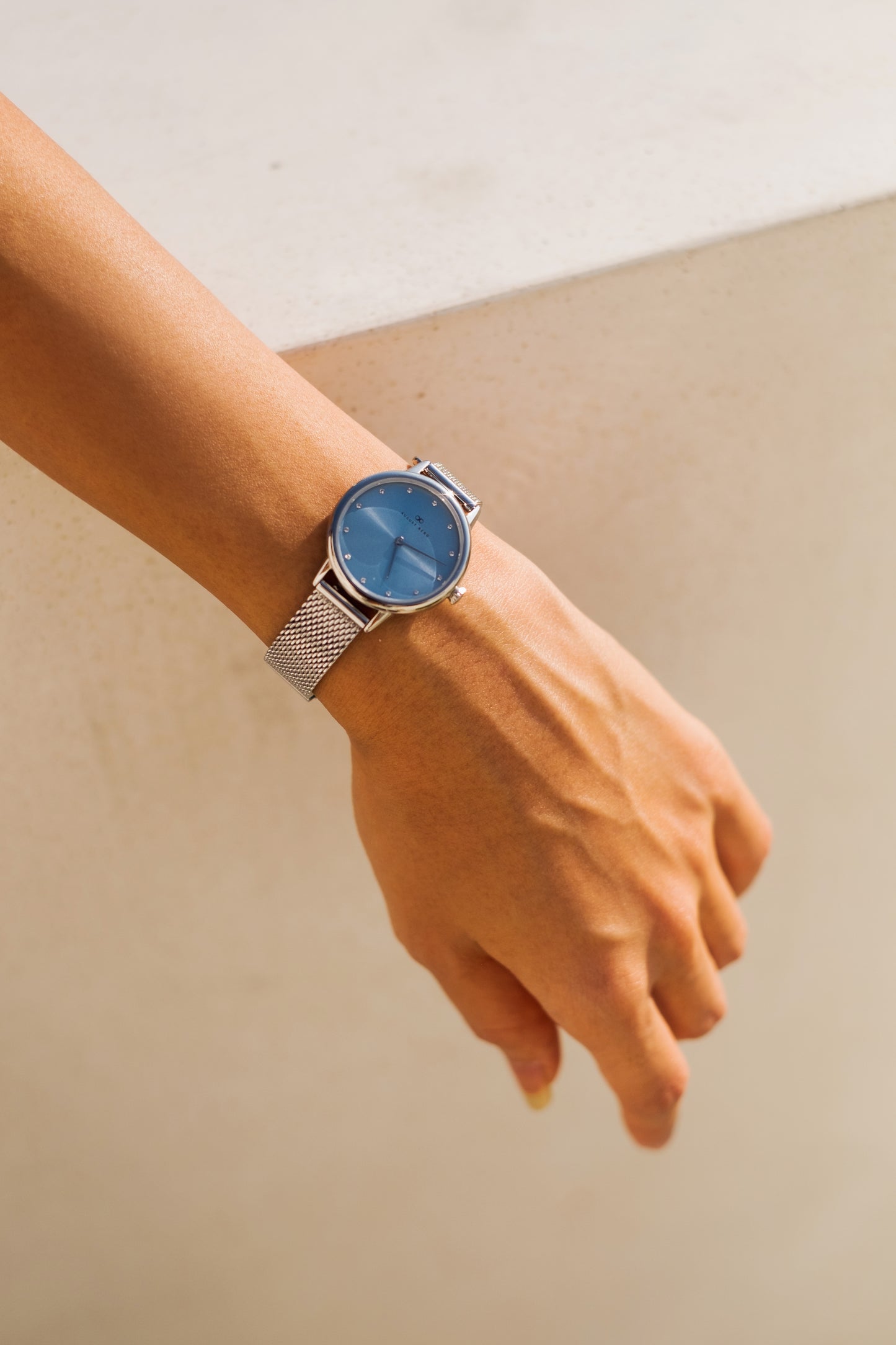 Serenity Petite Silver Dusty Blue Mesh 28mm