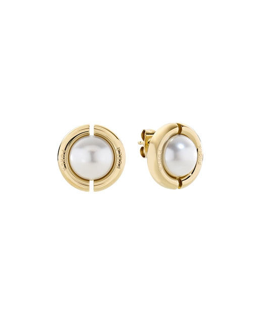 Miasfera Iconic Pearl Gold-Tone Stud Earrings