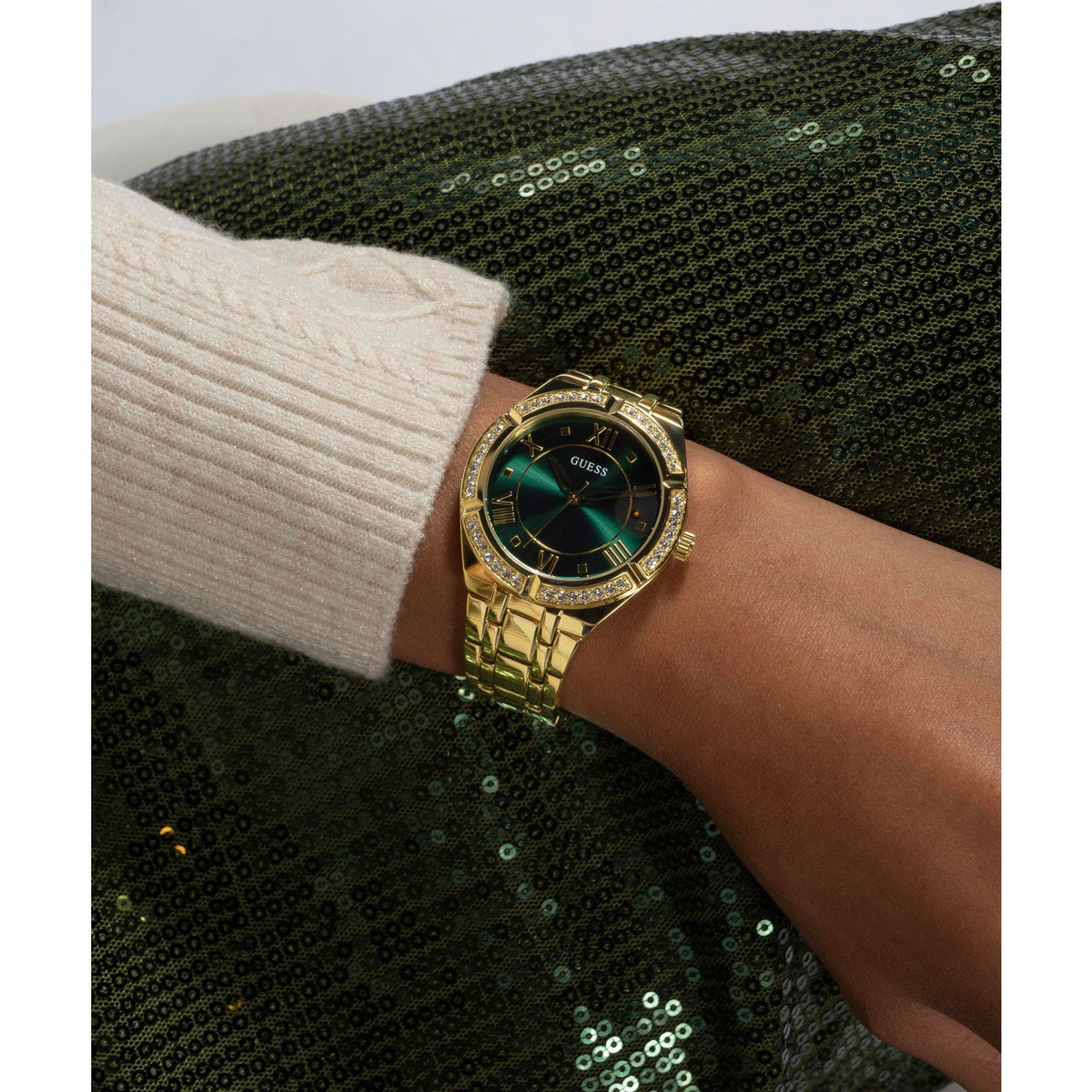 Guess Cosmo Gold & Green Ladies Watch