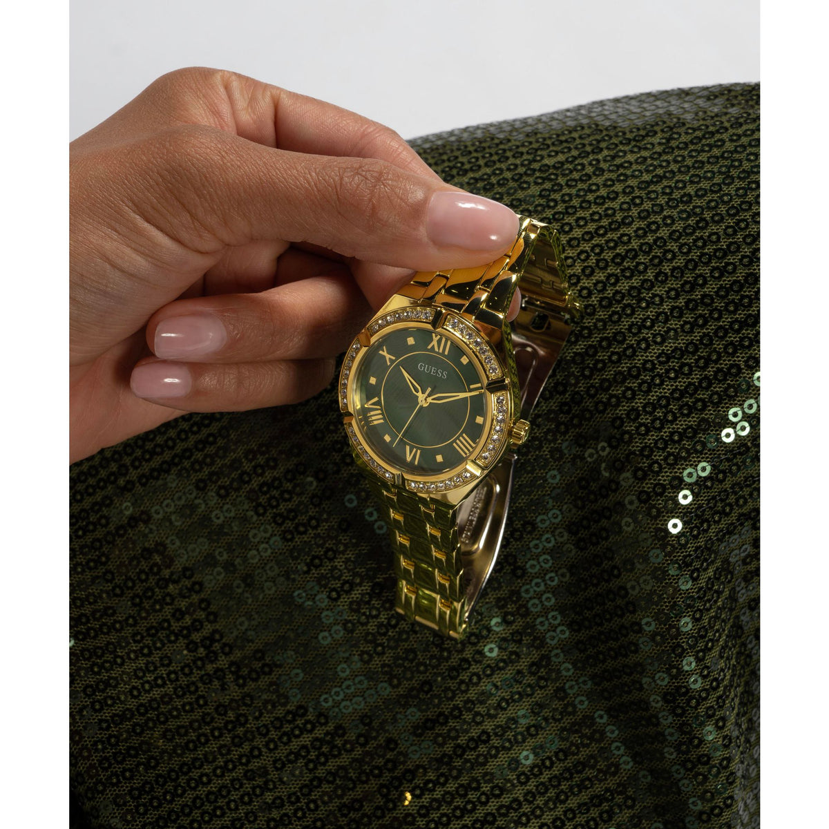 Guess Cosmo Gold & Green Ladies Watch