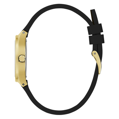 Eve Gold-tone 32mm Green Dial Ladies Watch with Black Silicone Strap