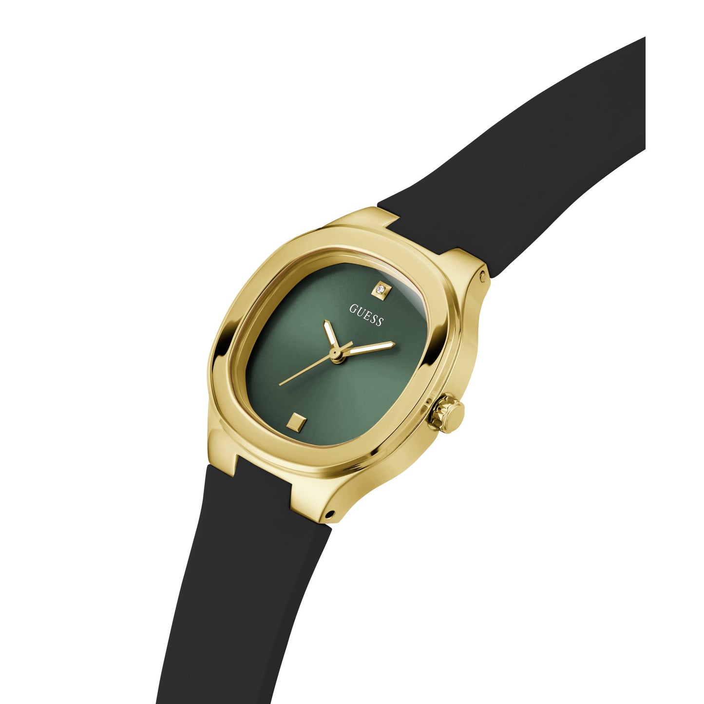 Eve Gold-tone 32mm Green Dial Ladies Watch with Black Silicone Strap