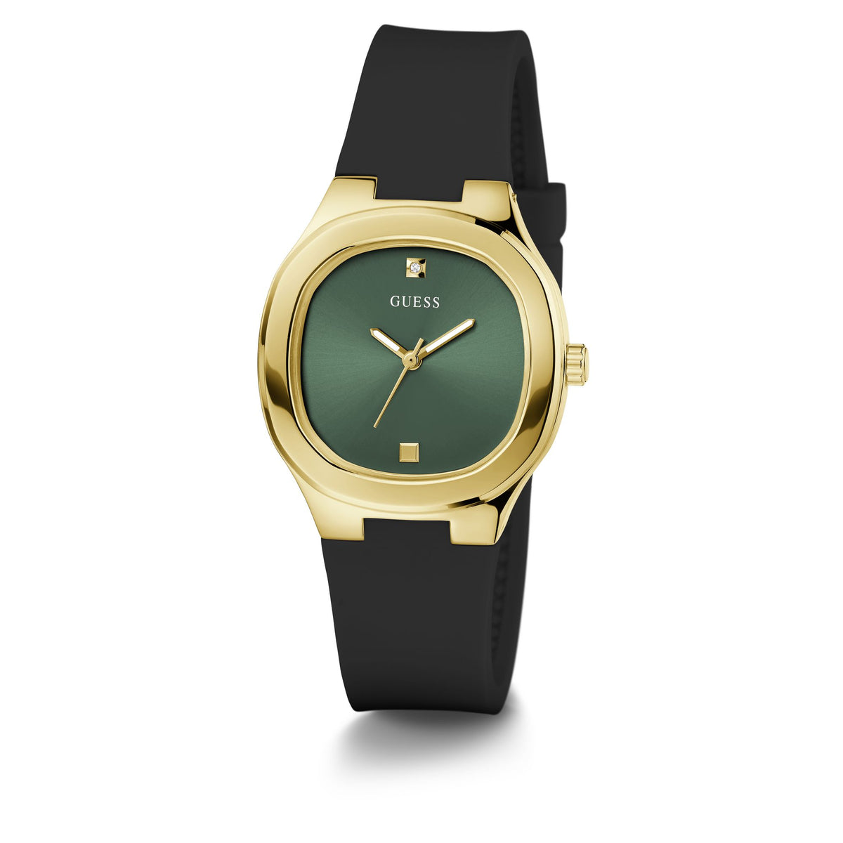 Eve Gold-tone 32mm Green Dial Ladies Watch with Black Silicone Strap