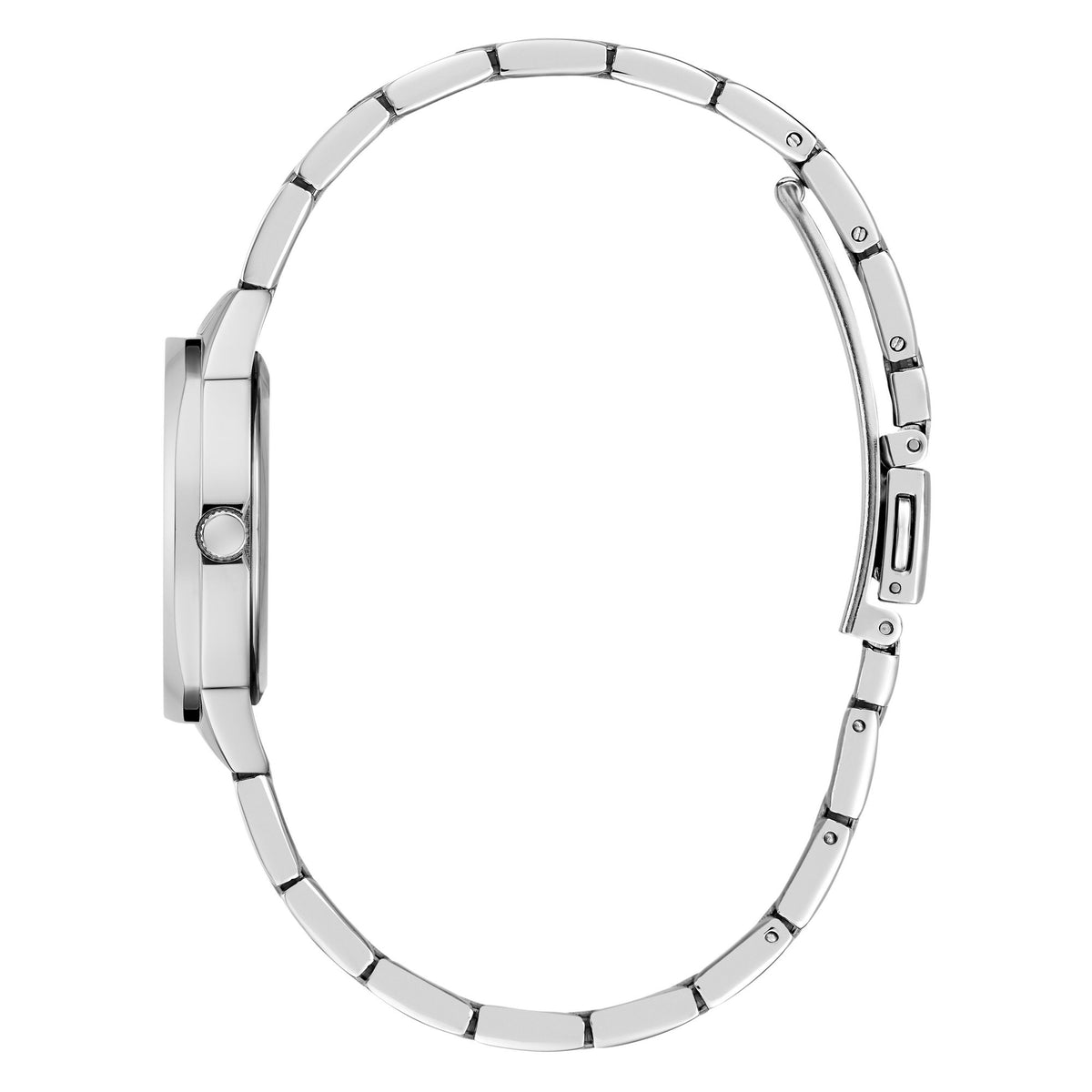 Silver-Tone 30mm White Dial with Crystal Bezel Women's Watch