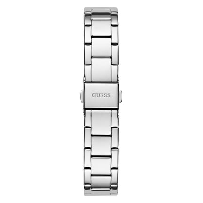 Silver-Tone 30mm White Dial with Crystal Bezel Women's Watch