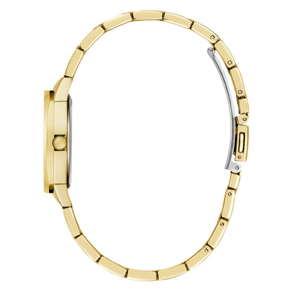 Gold-Tone 30mm White Dial with Crystal Bezel Women's Watch
