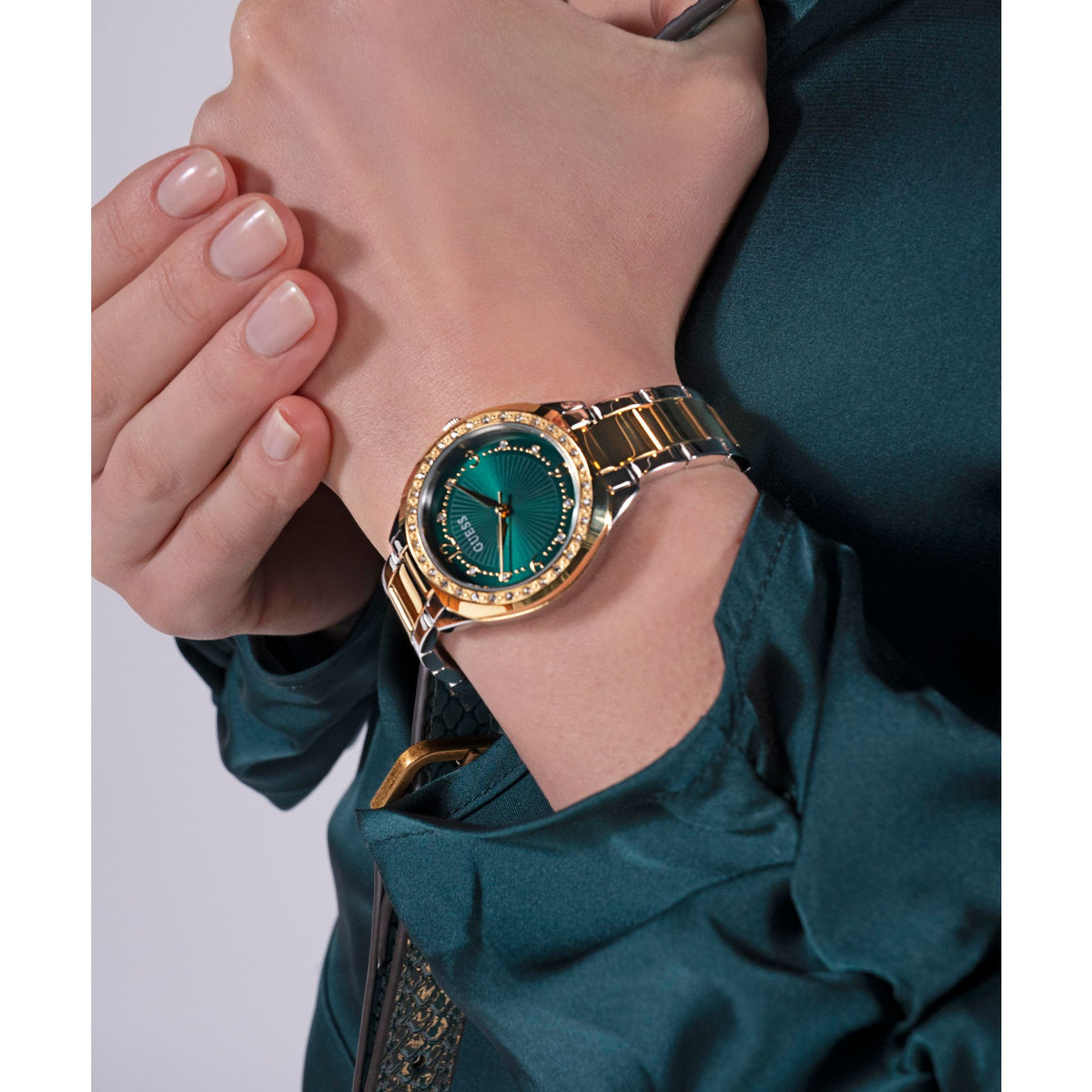 CHARLOTTE Two-Tone 30mm Green Dial with Crystal Bezel Women's Watch