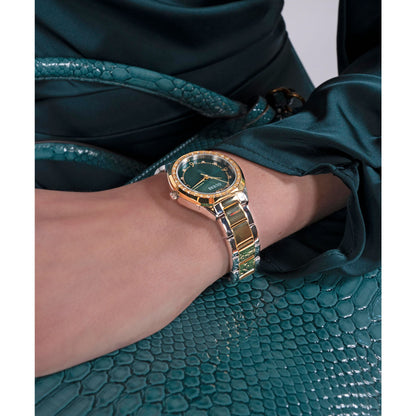 CHARLOTTE Two-Tone 30mm Green Dial with Crystal Bezel Women's Watch