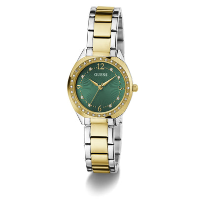 CHARLOTTE Two-Tone 30mm Green Dial with Crystal Bezel Women's Watch