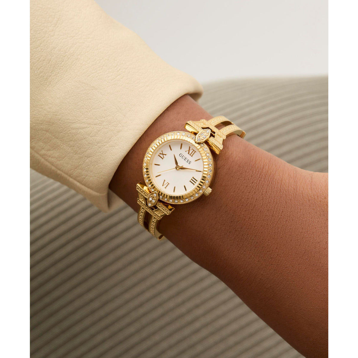 Guess Ladies Gold Tone 28mm Analogue Watch