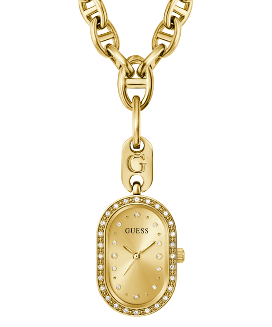 GUESS Ladies Gold-Tone Analogue Watch Necklace