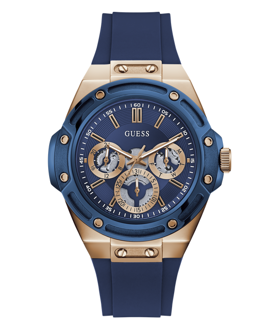 GUESS Mens Rose Gold-Tone Multifunction Watch