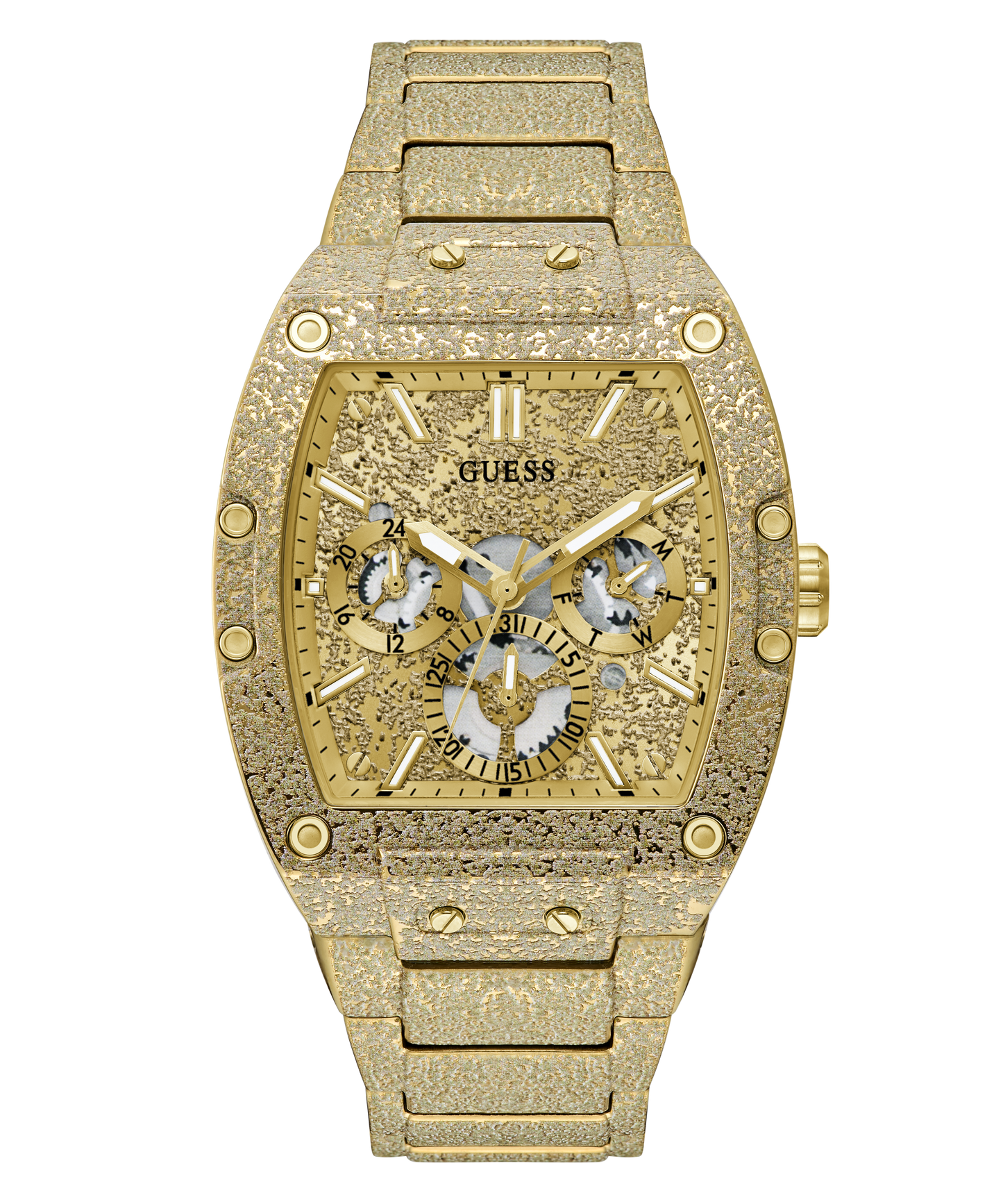 GUESS Mens Gold-Tone Multifunction Watch