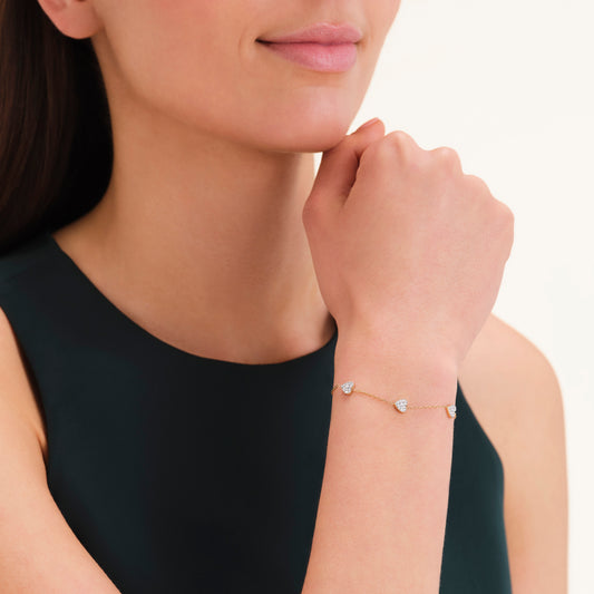 Three Hearts Gold-Tone Bracelet