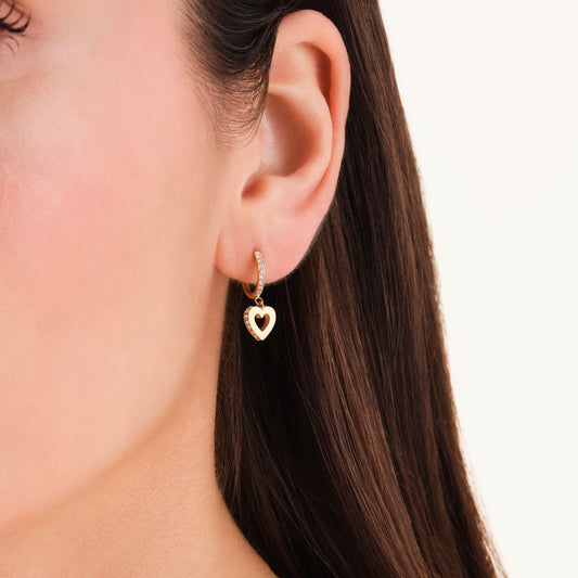 Hollow Heart Gold-Tone Hoop Earrings