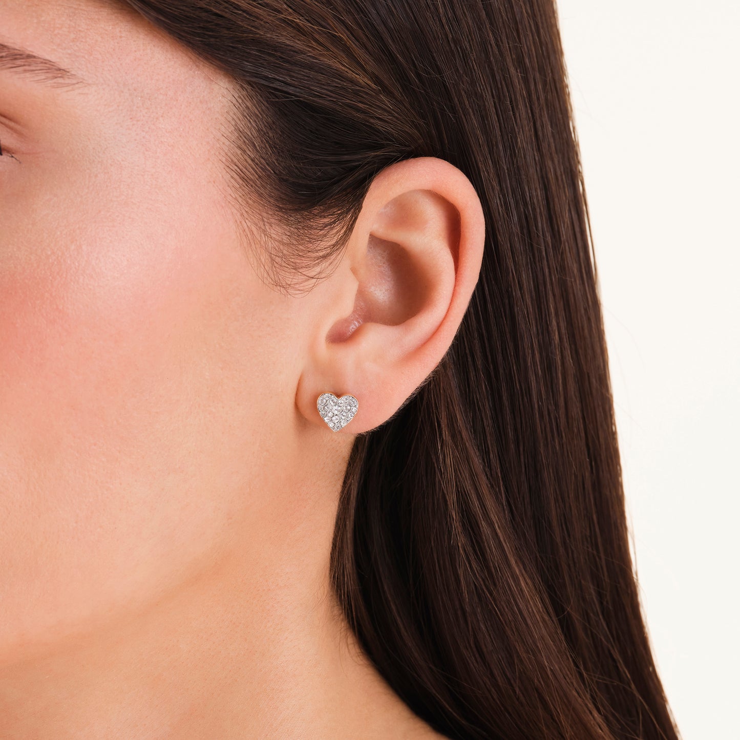 Pavé Heart Gold-Tone Stud Earrings