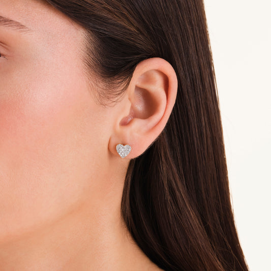 Pavé Heart Gold-Tone Stud Earrings