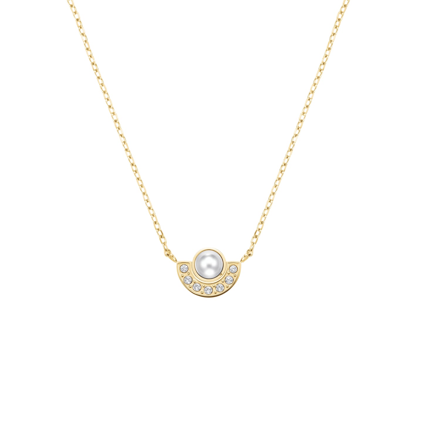 Modern Pearl Circle Gold-Tone Necklace