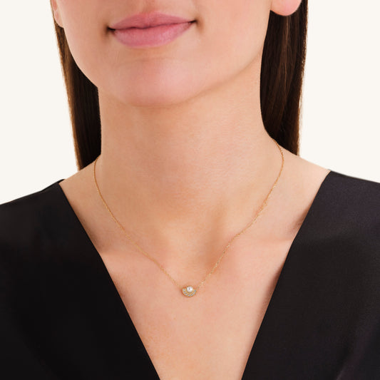Modern Pearl Circle Gold-Tone Necklace
