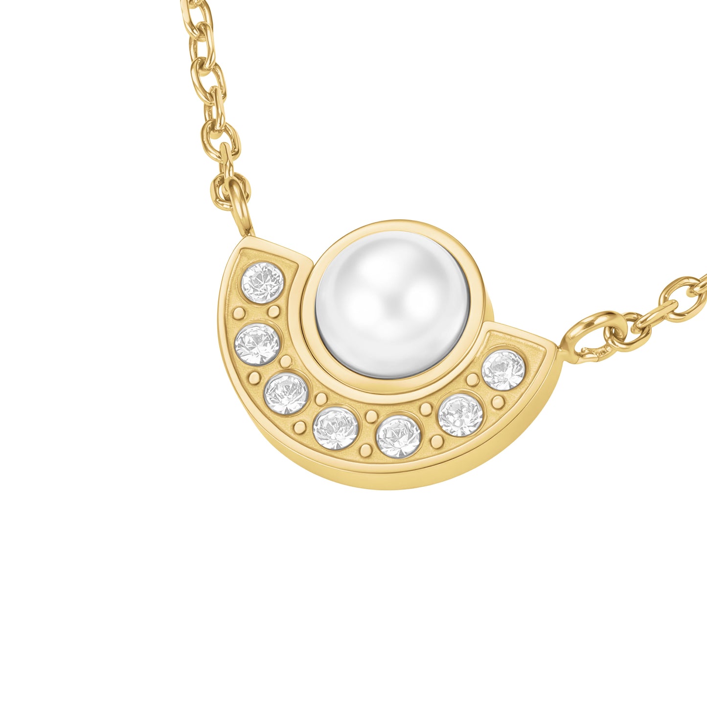 Modern Pearl Circle Gold-Tone Necklace