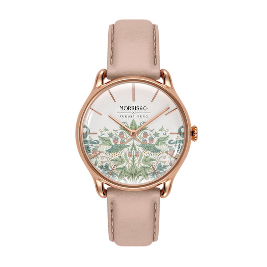 Morris & Co 30mm Pink Strawberry Thief Dusty Watch
