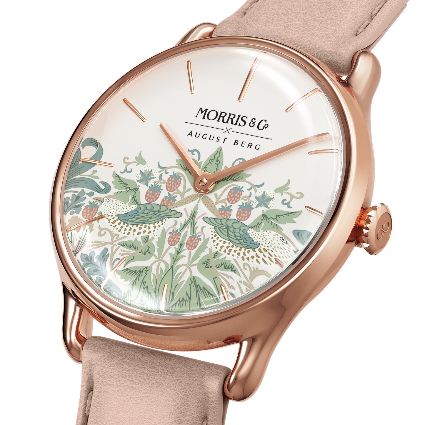 Morris & Co 30mm Pink Strawberry Thief Dusty Watch