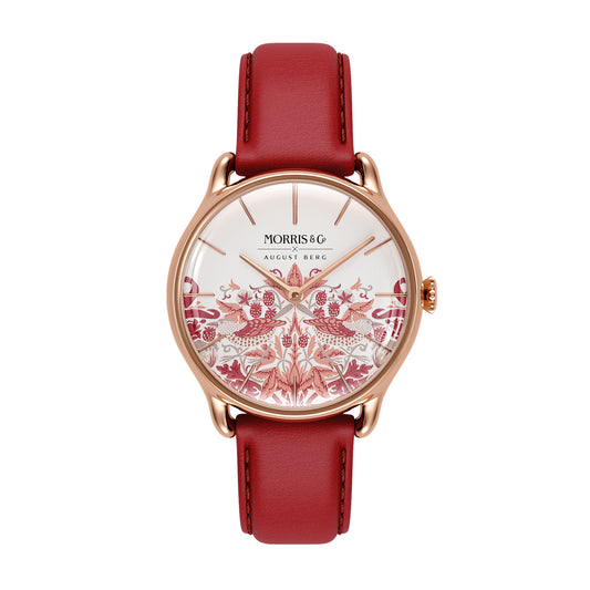 Morris & Co 30mm Rouge Strawberry Thief Watch
