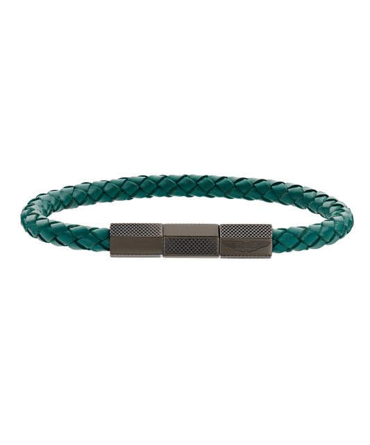 TKS Gun and Podium Green Braided Leather Bracelet