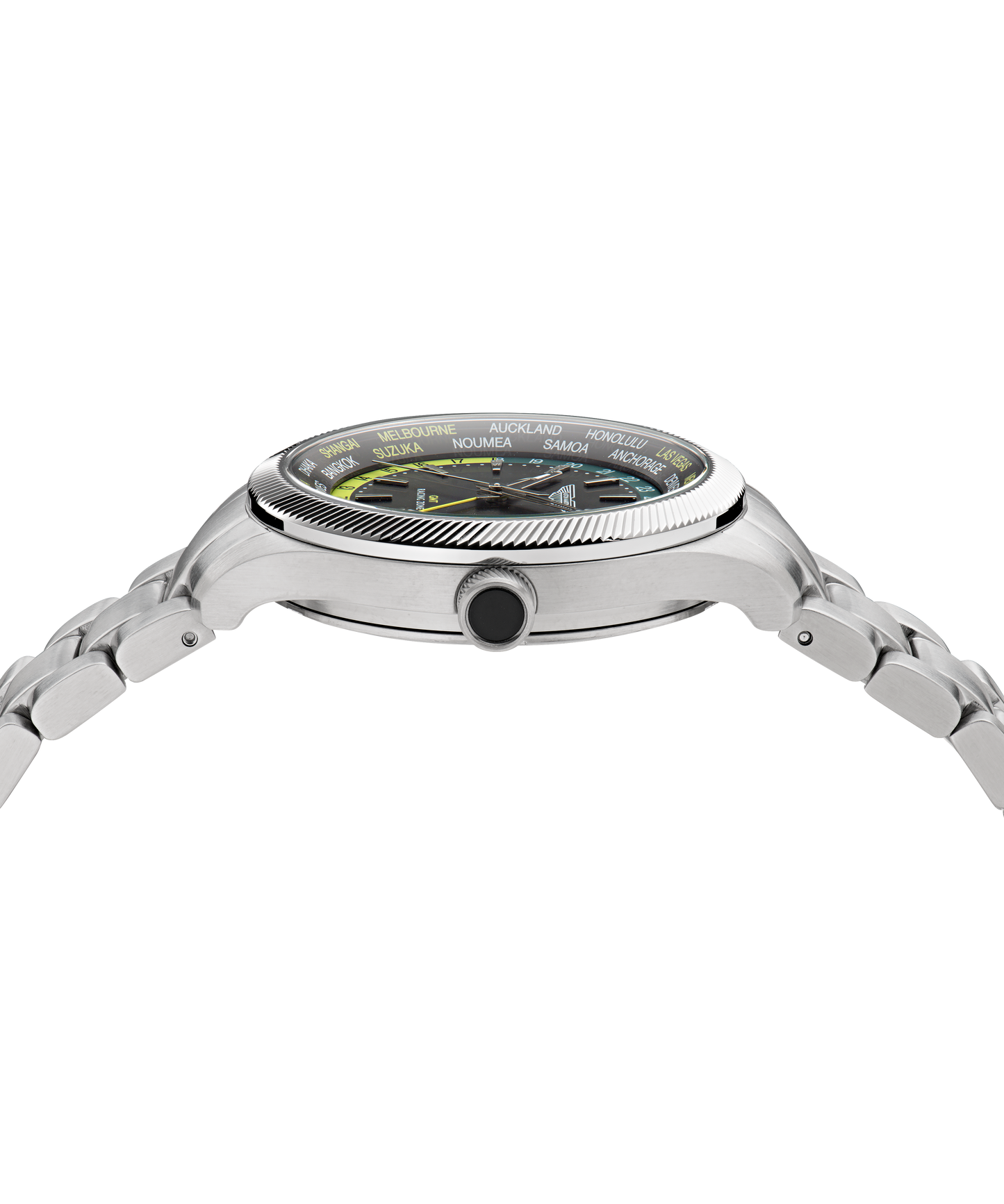 GRZ Black Stainless Steel Bracelet Watch and Podium Green Silicone Strap Box Set