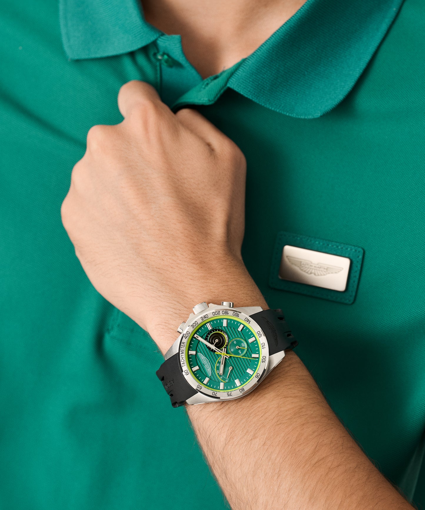 HDL Podium Green Black Silicone Strap Watch