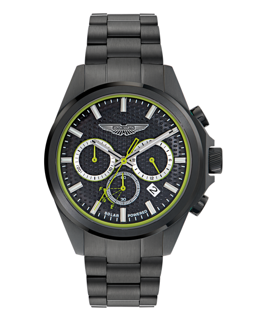 HLC Chronograph Solar IP Black Stainless Steel Bracelet Watch