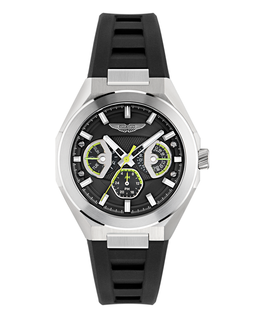 TKS Black Dial Black Gunmetal Silicone Strap Watch