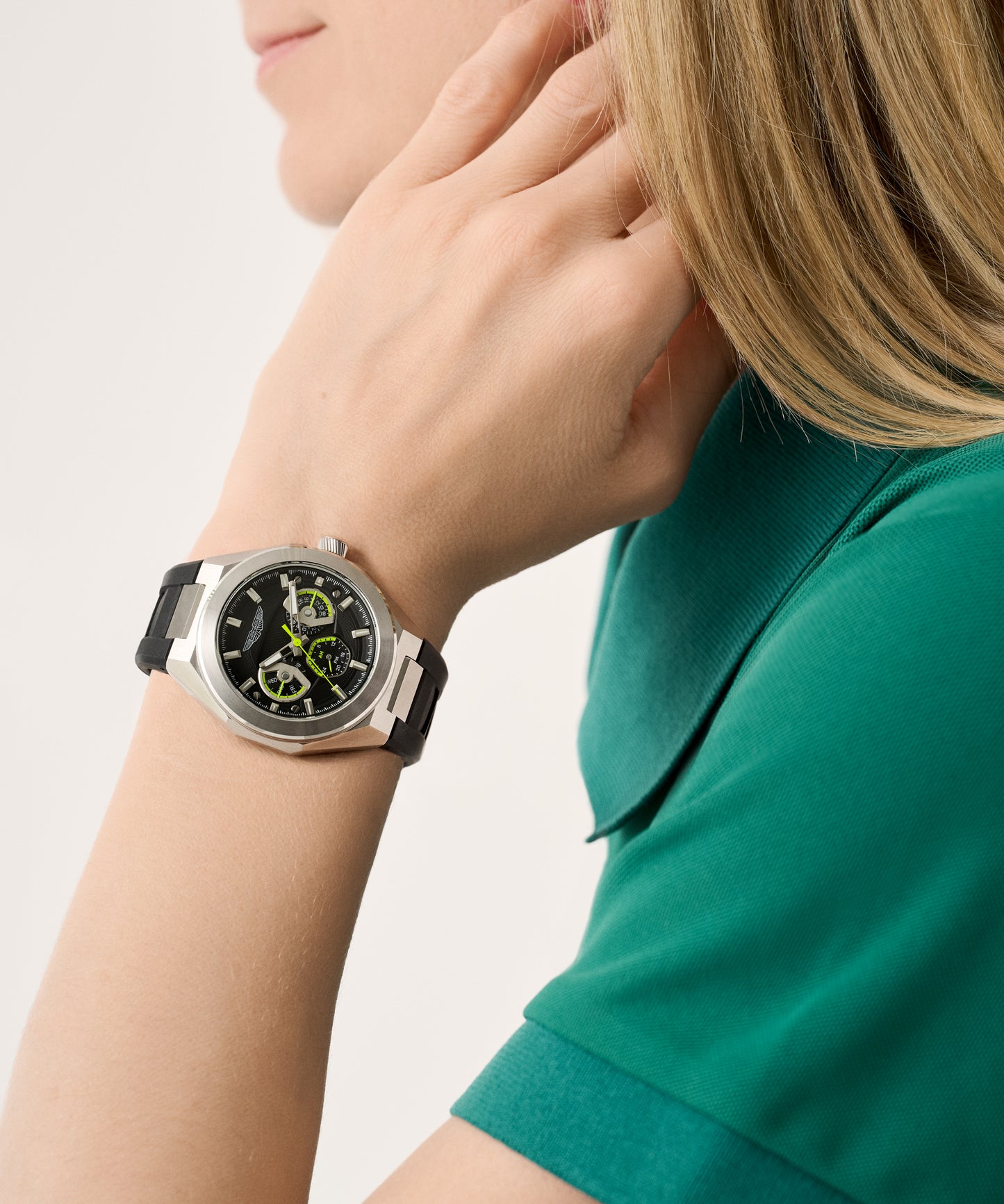 TKS Black Dial Black Gunmetal Silicone Strap Watch