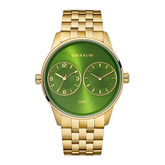 Maxum x Taylor Steele - Green Dial, Gold Tone Case & Bracelet