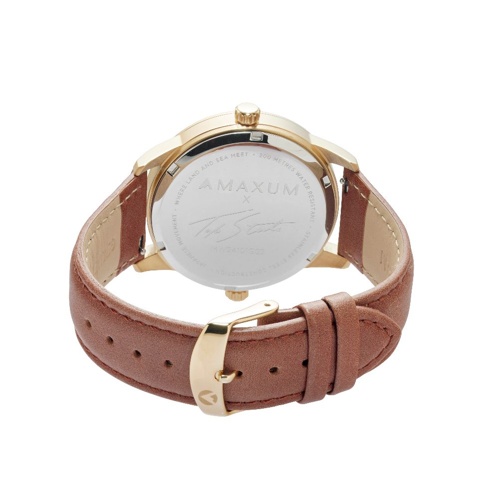 Maxum x Taylor Steele - Green Dial, Gold Tone Case & Brown Leather Band