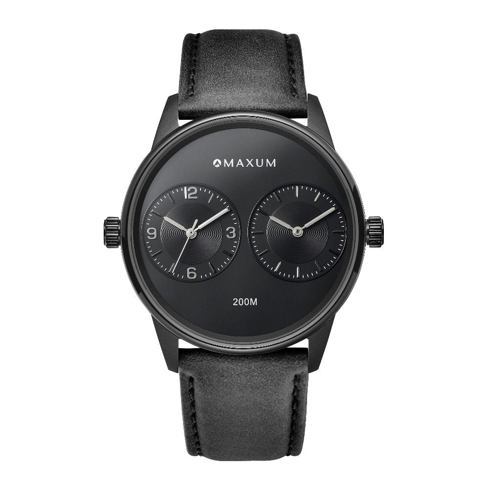 Maxum x Taylor Steele - Black Dial, Black Case & Black Leather Bracelet