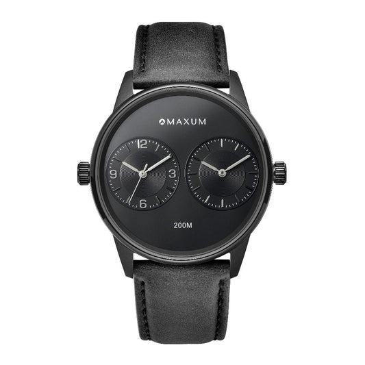 Maxum x Taylor Steele - Black Dial, Black Case & Black Leather Bracelet