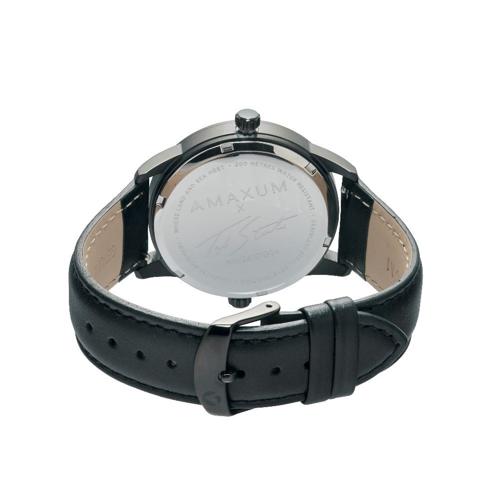 Maxum x Taylor Steele - Black Dial, Black Case & Black Leather Bracelet