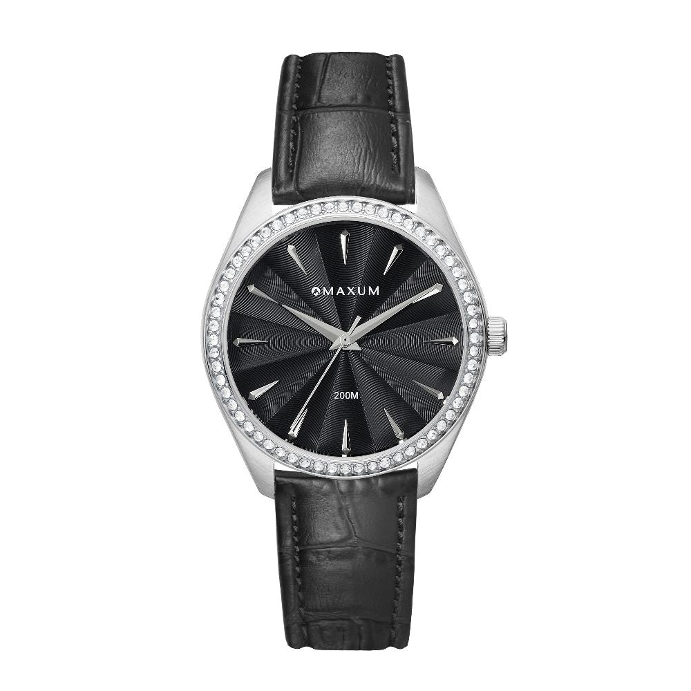 Sydney - Black Dial, Silver Tone Case & Black Leather Band